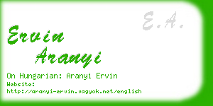 ervin aranyi business card